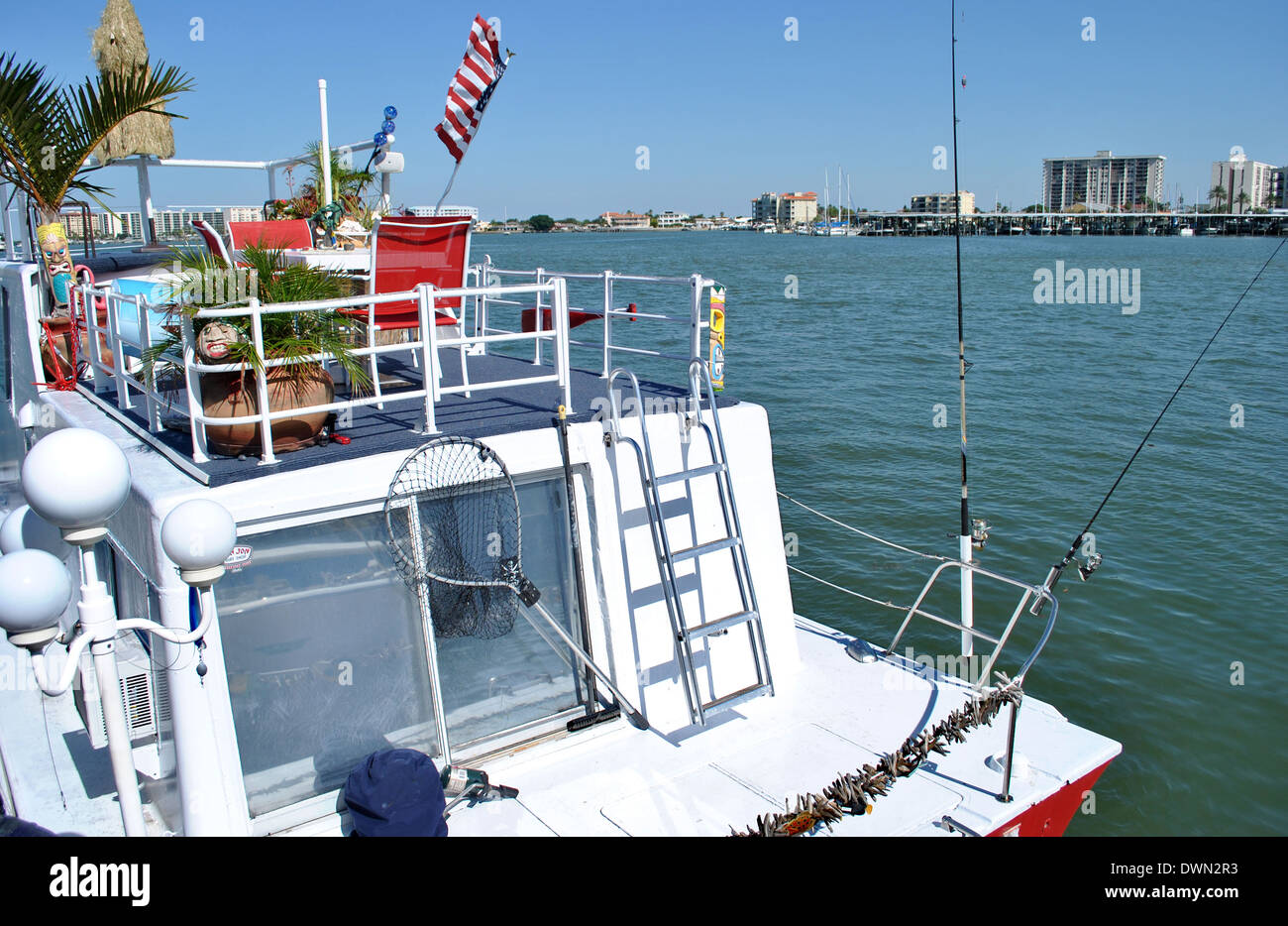 Angelboot/Fischerboot in Clearwater Beach Florida Stockfoto
