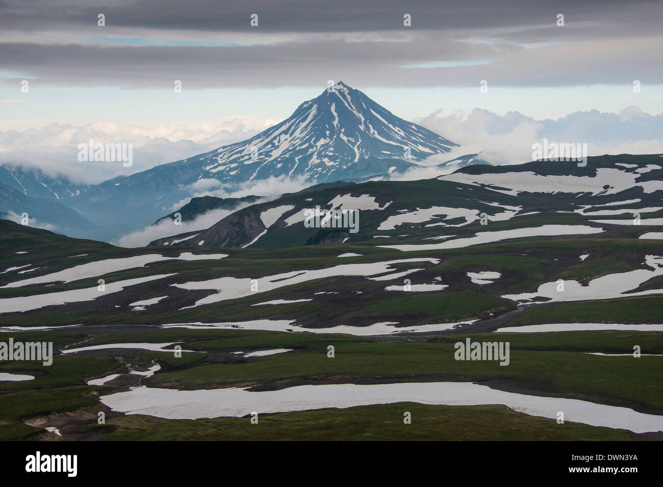 Luftaufnahmen von Wiljutschinsk Vulkan, Kamtschatka, Russland, Eurasien Stockfoto