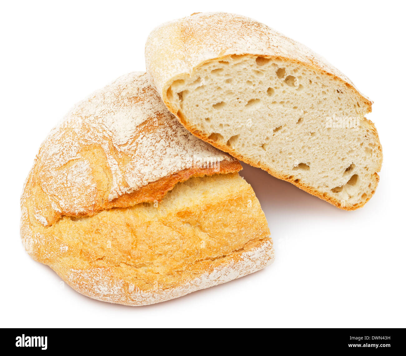 Frisch gebackenes Vollkornbrot isoliert auf weißem Hintergrund Stockfoto