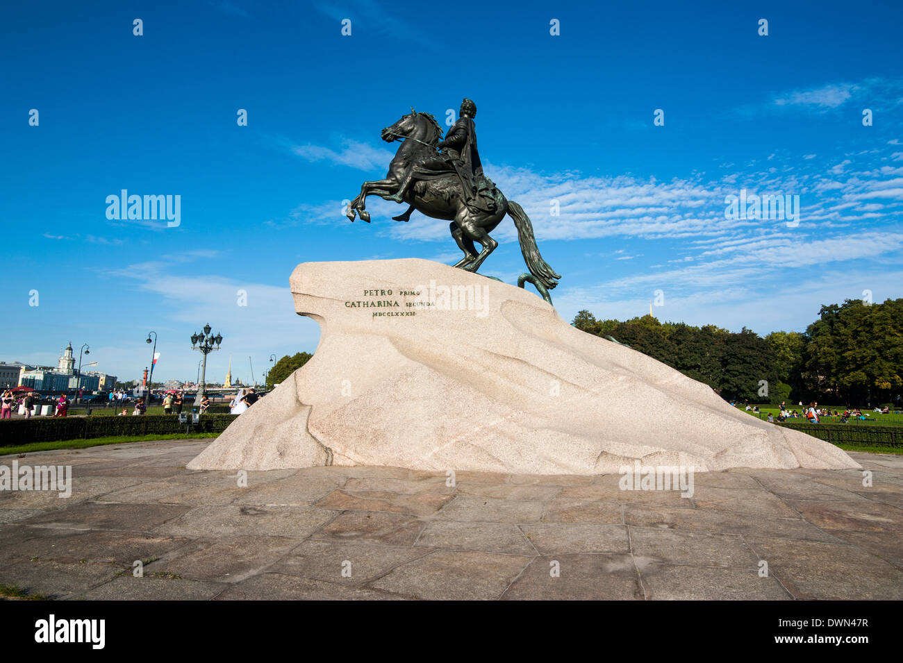 Bronze-Reiterstatue in St. Petersburg, Russland, Europa Stockfoto