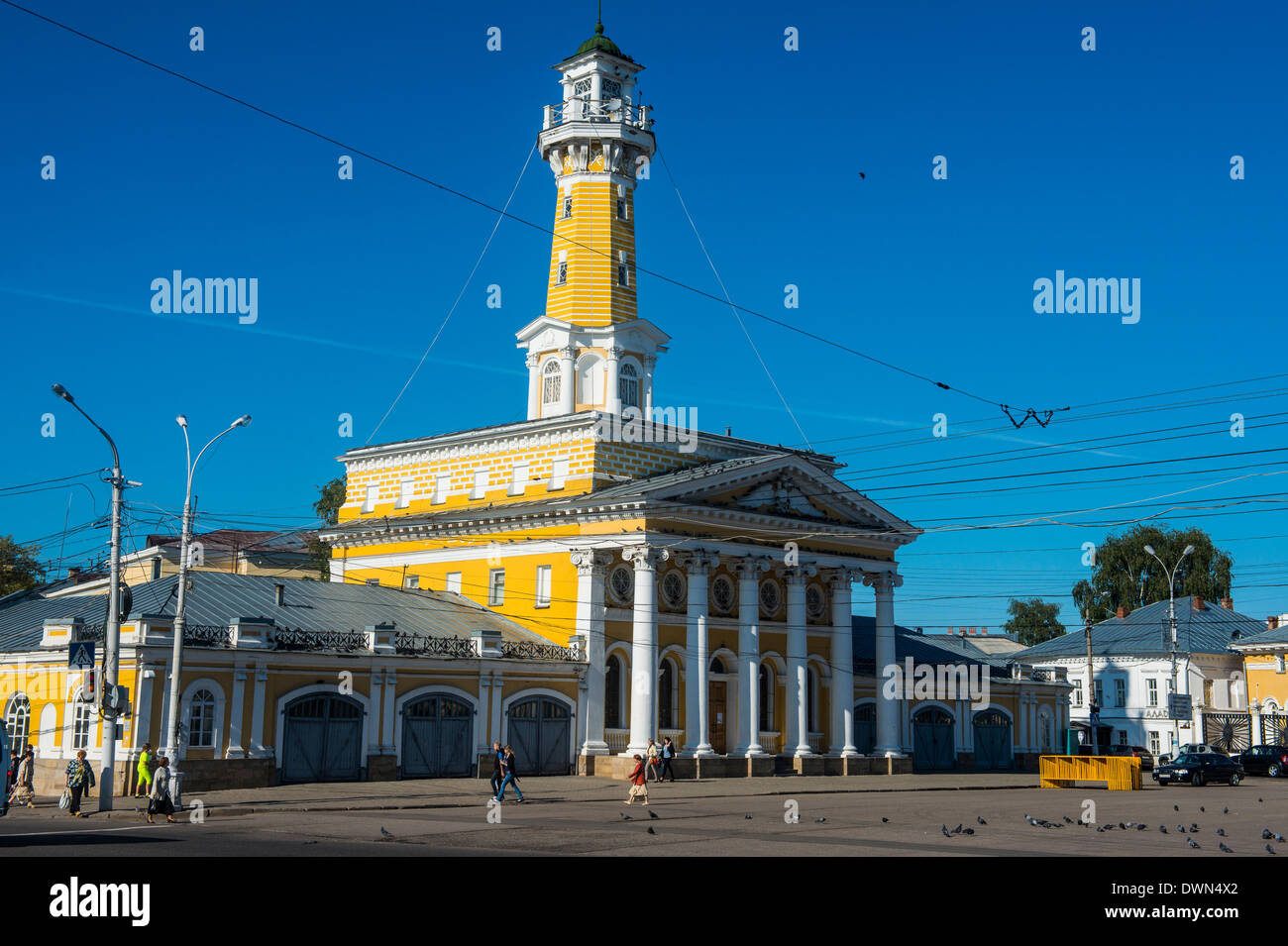 Feuerturm auf Susaninskaya Platz, Kostroma, Goldener Ring, Russland, Europa Stockfoto