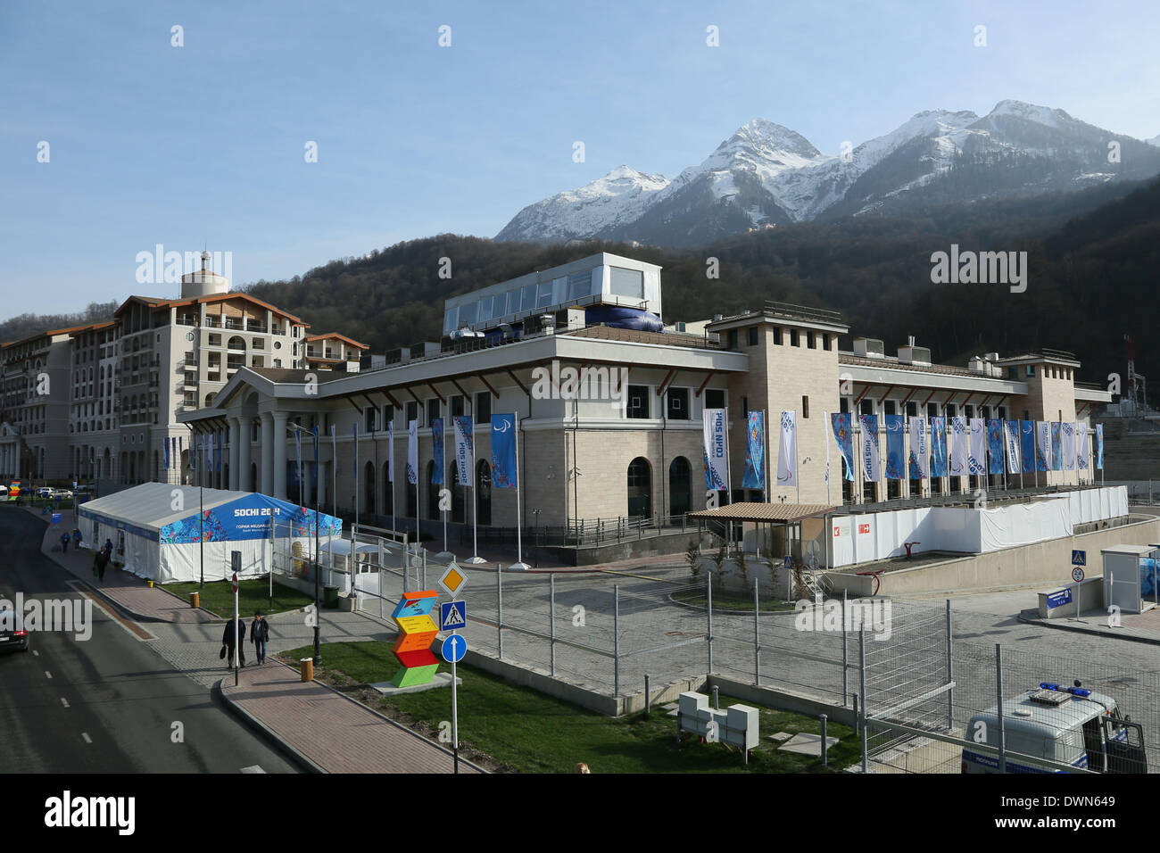Gorki Media Center, 10. März 2014: Olympische Winterspiele 2014 an Medals Plaza in Sotschi, Russland. © Yohei Osada/AFLO SPORT/Alamy Live-Nachrichten Stockfoto