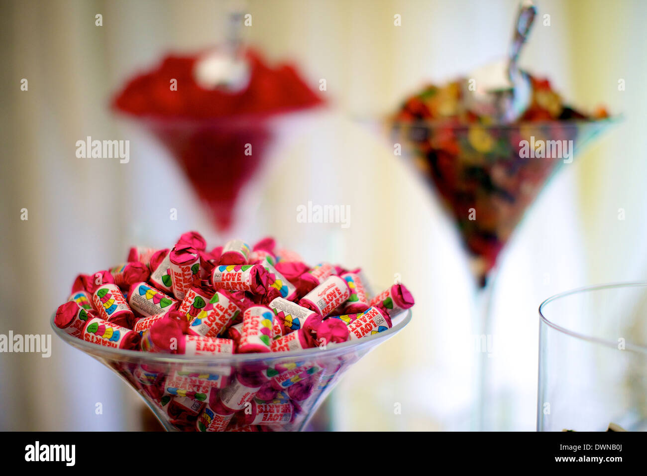 Süßigkeiten in einem Glas bei einer Hochzeit Stockfoto