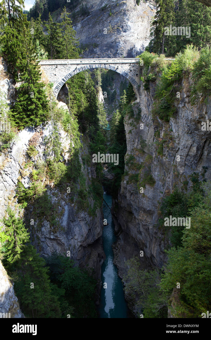 Solis-Brücke, Albula Fluß, Solis, Kanton Graubünden, Schweiz Stockfoto