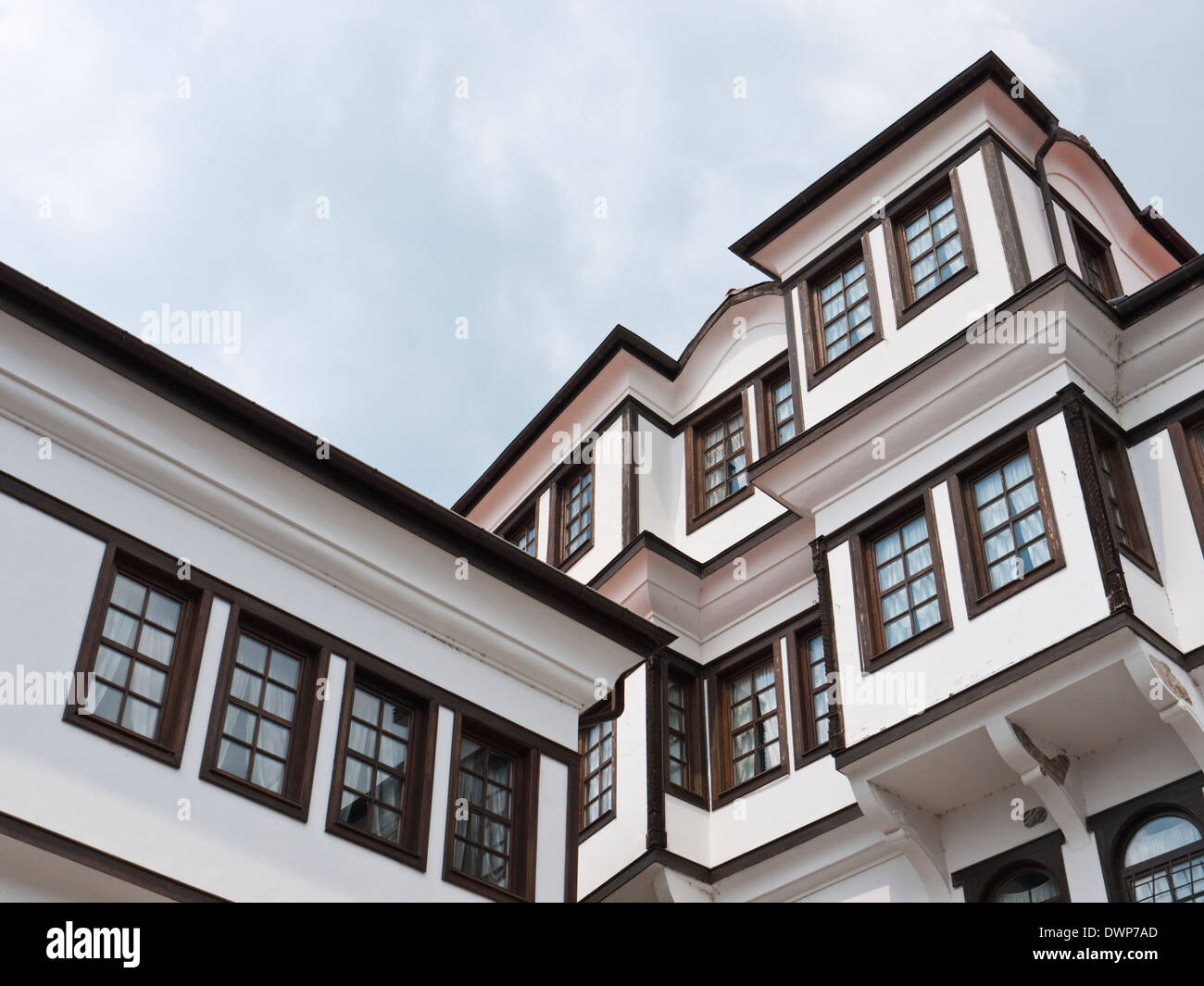 Robevi House, Ohrid, Mazedonien - ein wichtiges Beispiel 19. C. traditioneller Architektur, heute ein museum Stockfoto