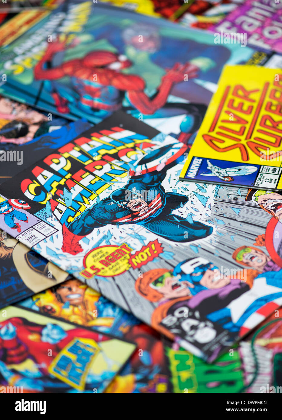 Marvel und DC-Superhelden-Comics Stockfoto