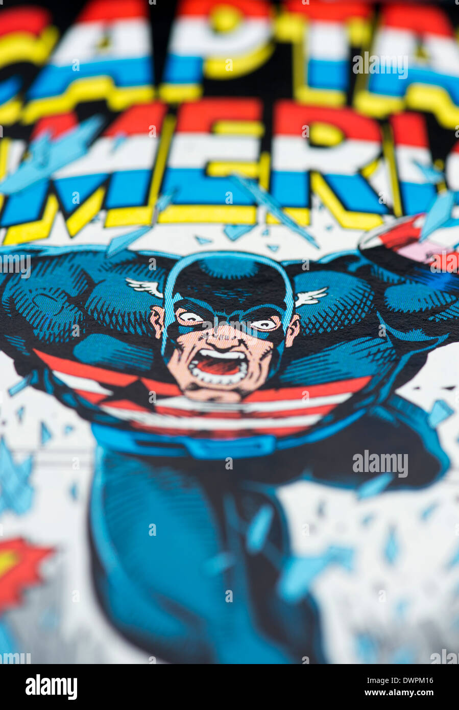 Marvel Captain America Superhelden-Comic-Buch Stockfoto