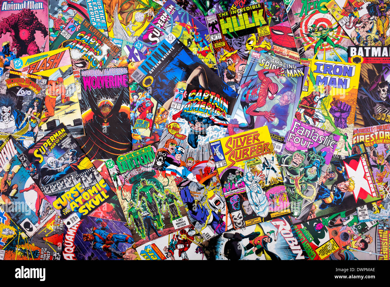 Marvel und DC-Superhelden-Comics Stockfoto