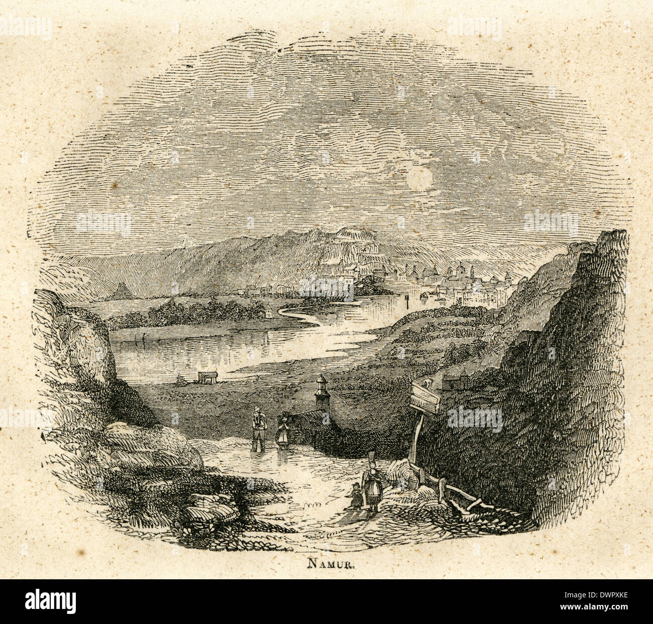 Ca. 1860 antiken Gravur, Anzeigen von Namur. Namur ist eine Stadt und Gemeinde in der Wallonie, in Südbelgien. Stockfoto