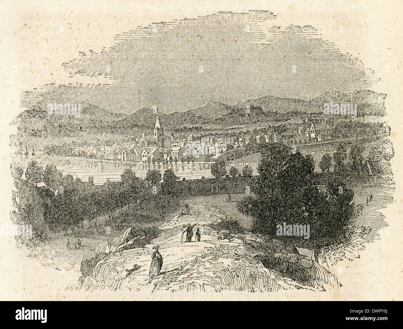 Ca. 1860 antiken Gravur, Ansicht von Perth, Schottland. Stockfoto