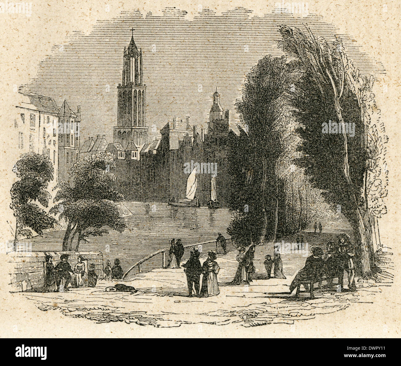 Ca. 1860 Gravur, Stadt Utrecht, die Niederlande. Stockfoto