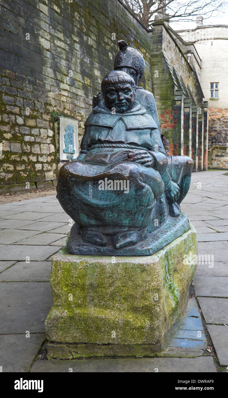 Friar Tuck Statue außerhalb Nottingham Castle England uk Stockfoto