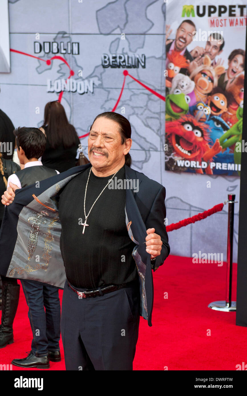 Los Angeles, CA, USA. 11. März 2014. Danny Trejo besucht die Los-Angeles-Premiere von "Muppets Most Wanted" am El Capitan Theatre am 11. März 2014 in Hollywood Credit: Dpa picture-Alliance/Alamy Live News Stockfoto