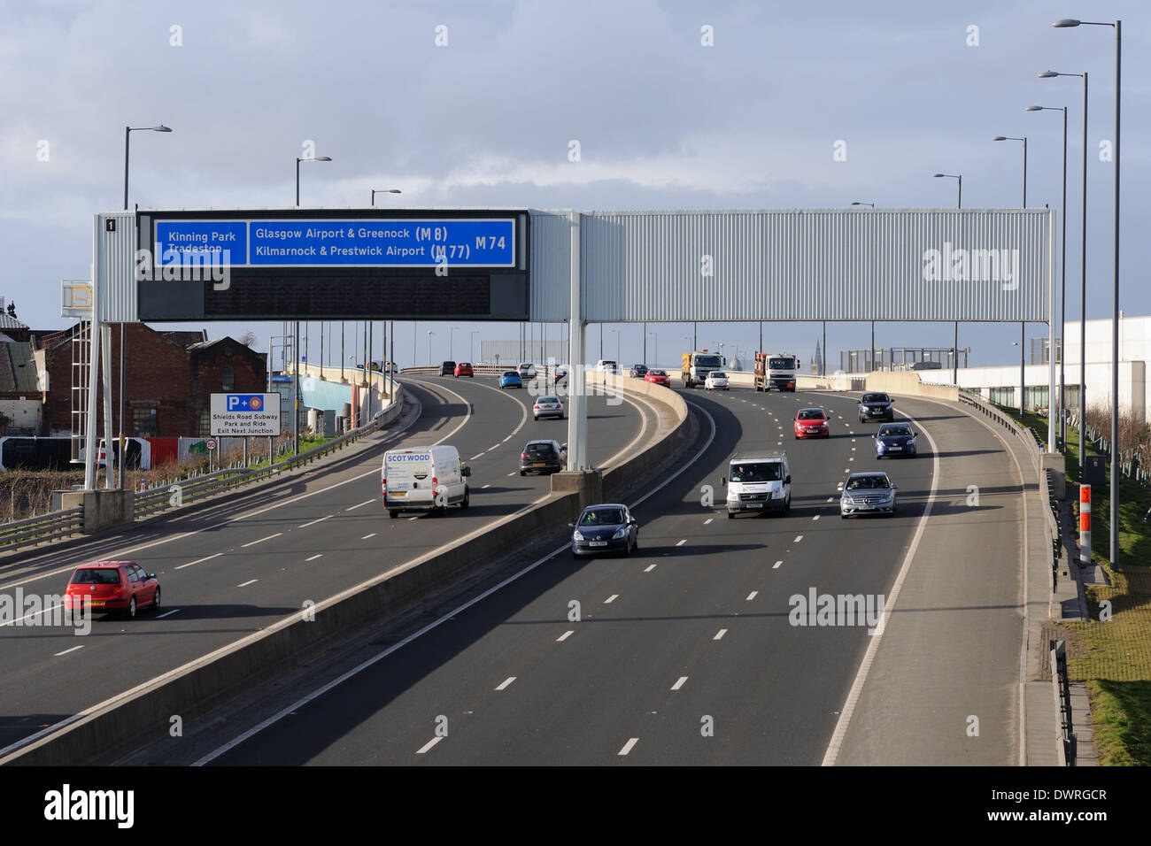 Autobahn in Glasgow, Schottland Stockfoto