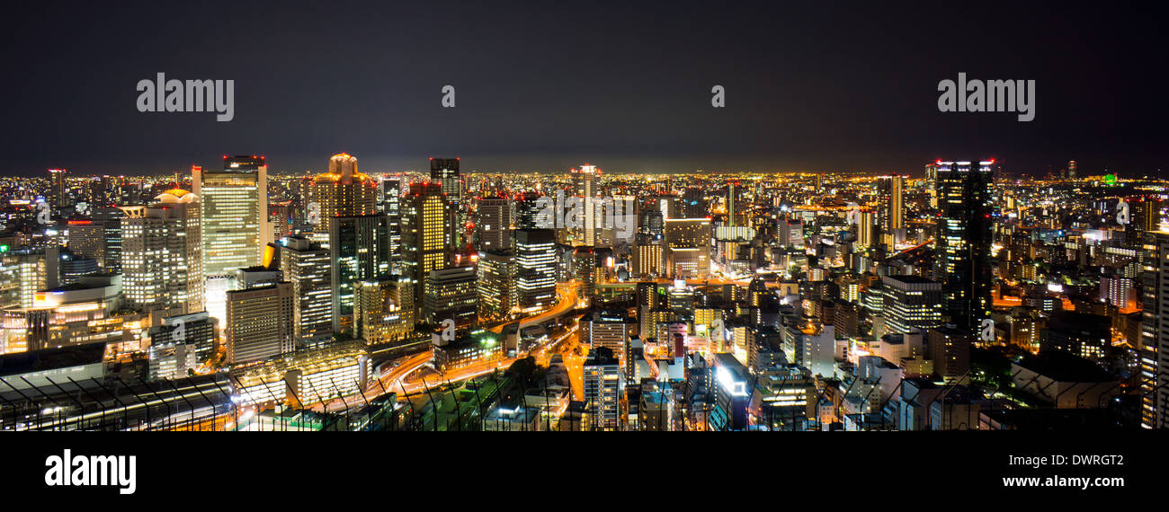 Osaka, Japan Air Nacht mit Gartenblick, Landschaft Stockfoto