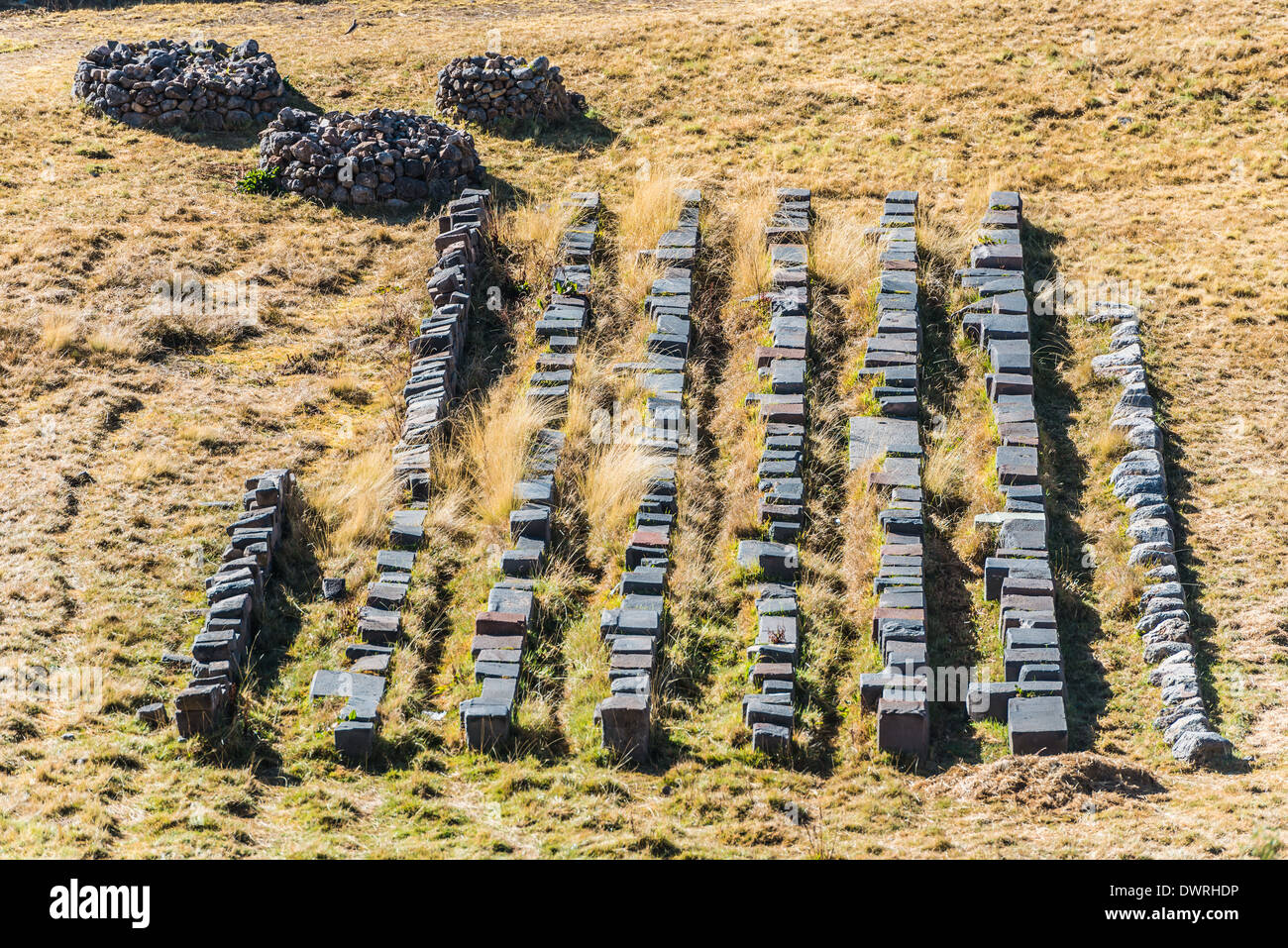 Sacsayhuaman, Inka-Ruinen in den peruanischen Anden in Cusco-Peru Stockfoto