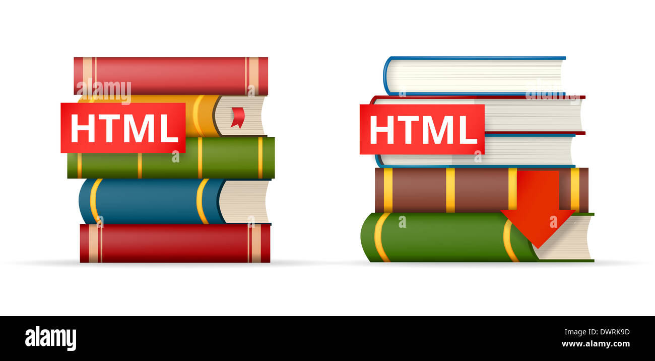 HTML-Bücher Stapeln Symbole Stockfoto