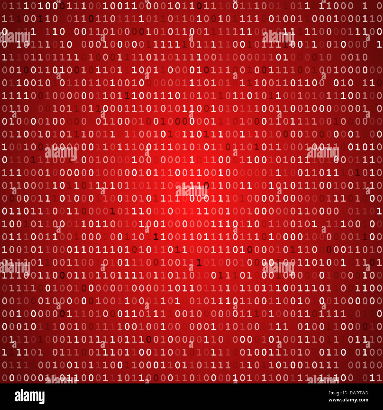 Roter Bildschirm Binär-code Stockfoto