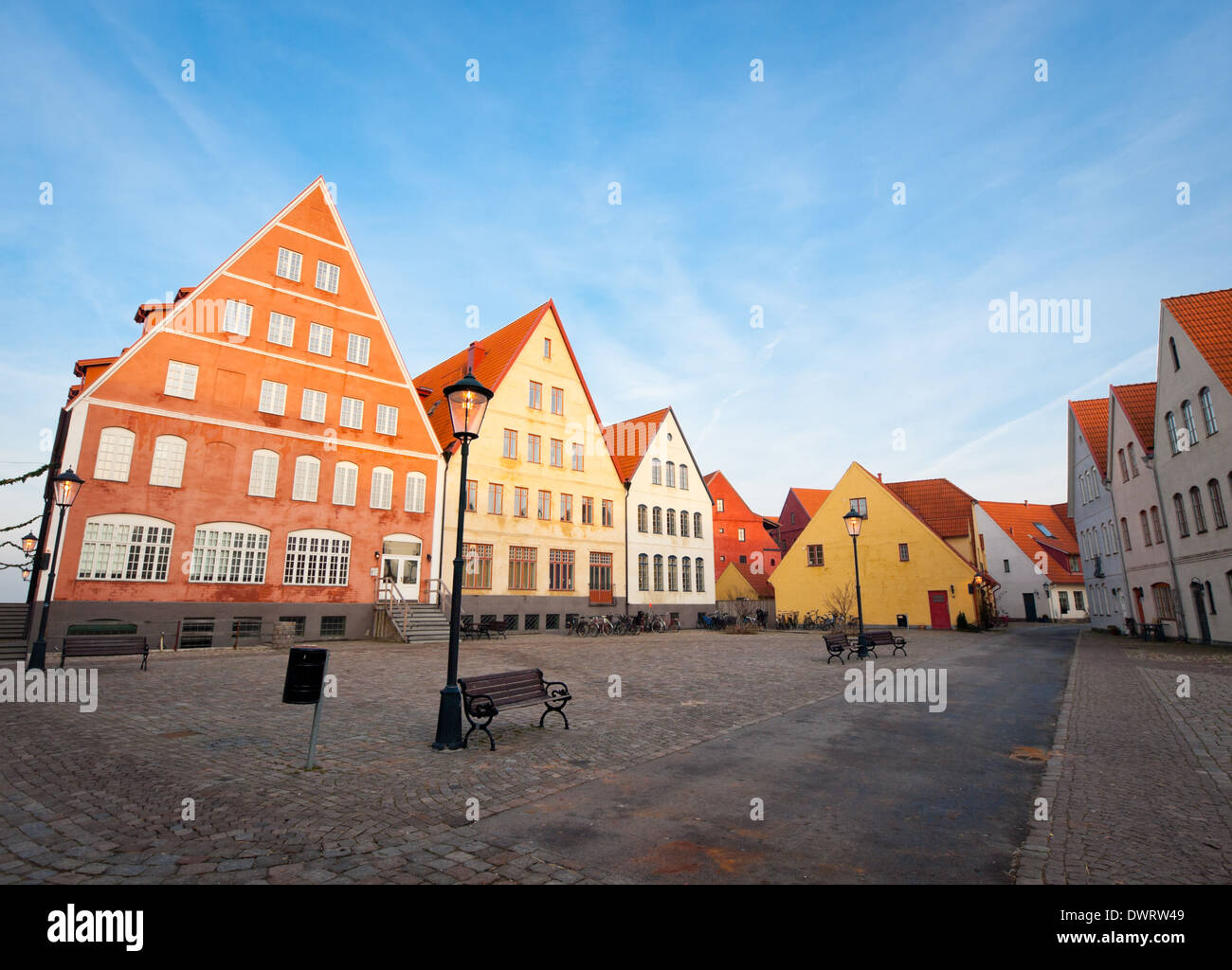 Blick auf Jakriborg oder "New Town" in Hjärup, Gemeinde Staffanstorp zwischen Malmö und Lund in Scania, Südschweden. Stockfoto