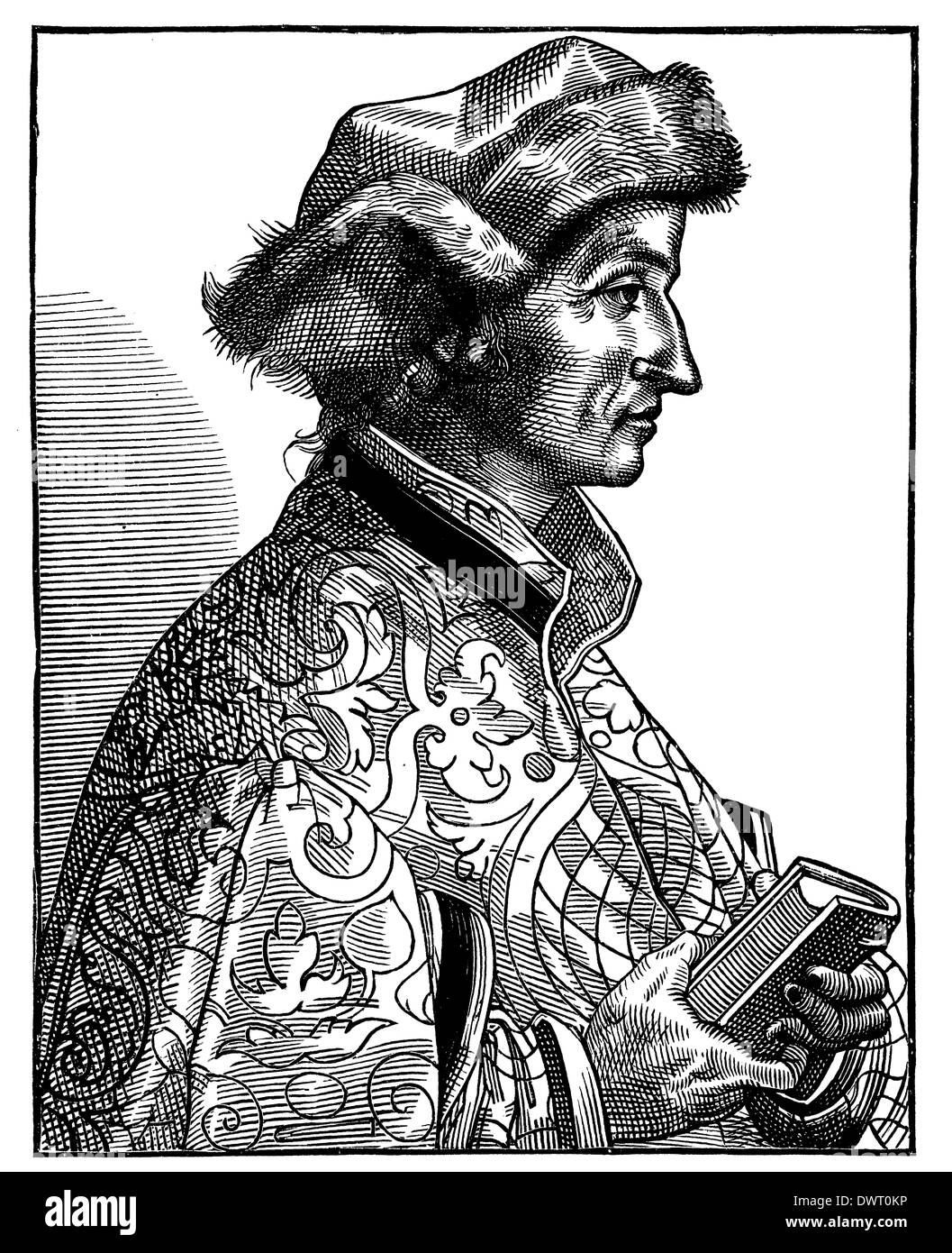 Sebastian Brant (auch Brandt) (1457 – 10. Mai 1521), elsässischer Humanisten und Satiriker, Autor von "Das Narrenschiff" Stockfoto