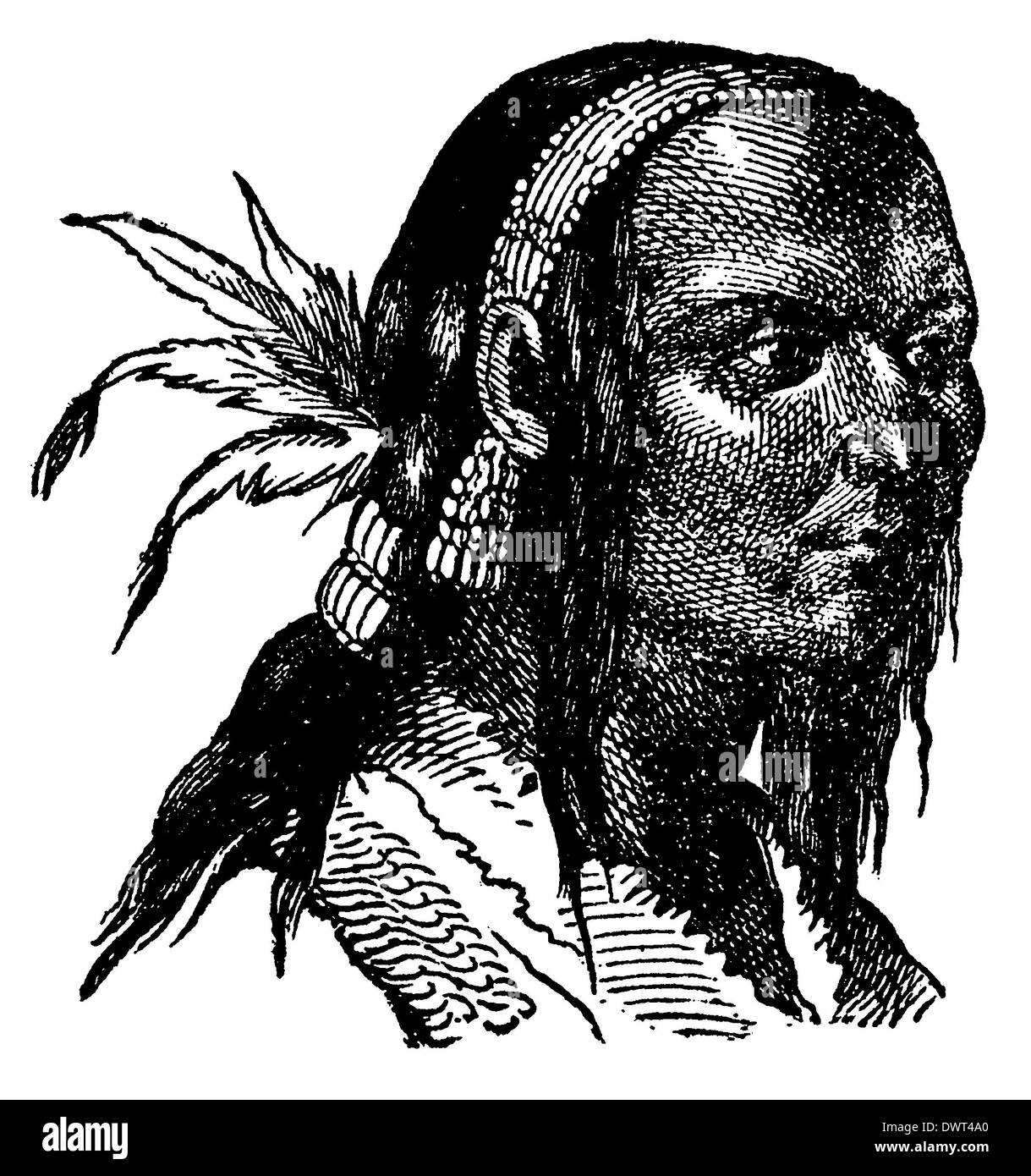 Porträt von einem Kuchin Indianer auf dem Mackenzie Stockfoto