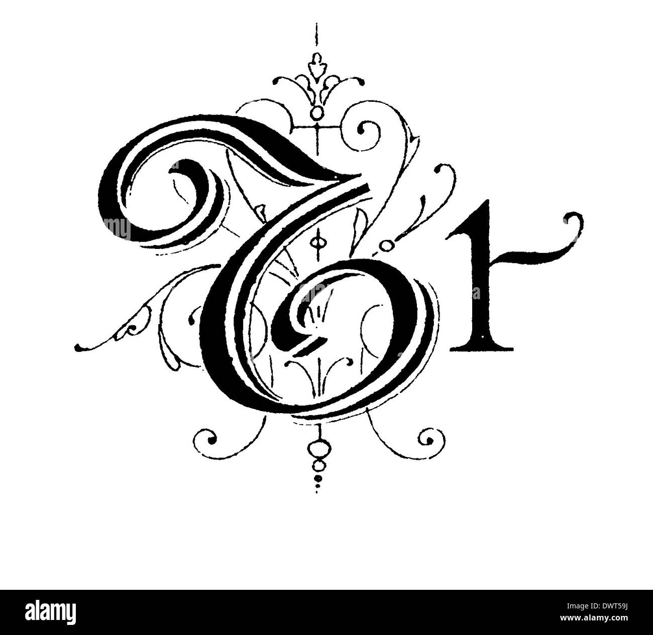 Alphabetisches Zeichen, Buchstabe T Stockfoto