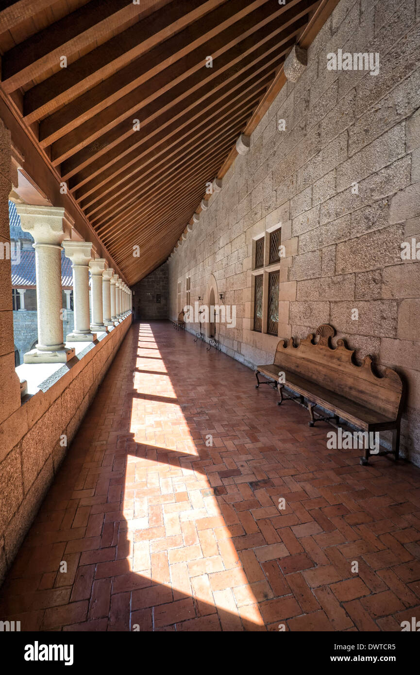 Korridor, Palast der Herzöge von Bragança, Guimaraes, Minho, Portugal, UNESCO-Weltkulturerbe Stockfoto