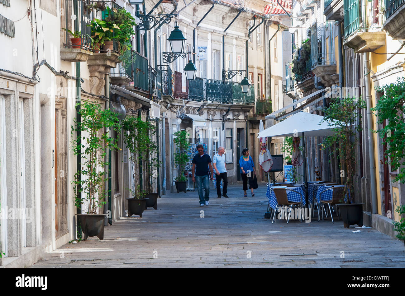 Alte Stadt, Straße, Viana do Castelo, Minho, Portugal Stockfoto