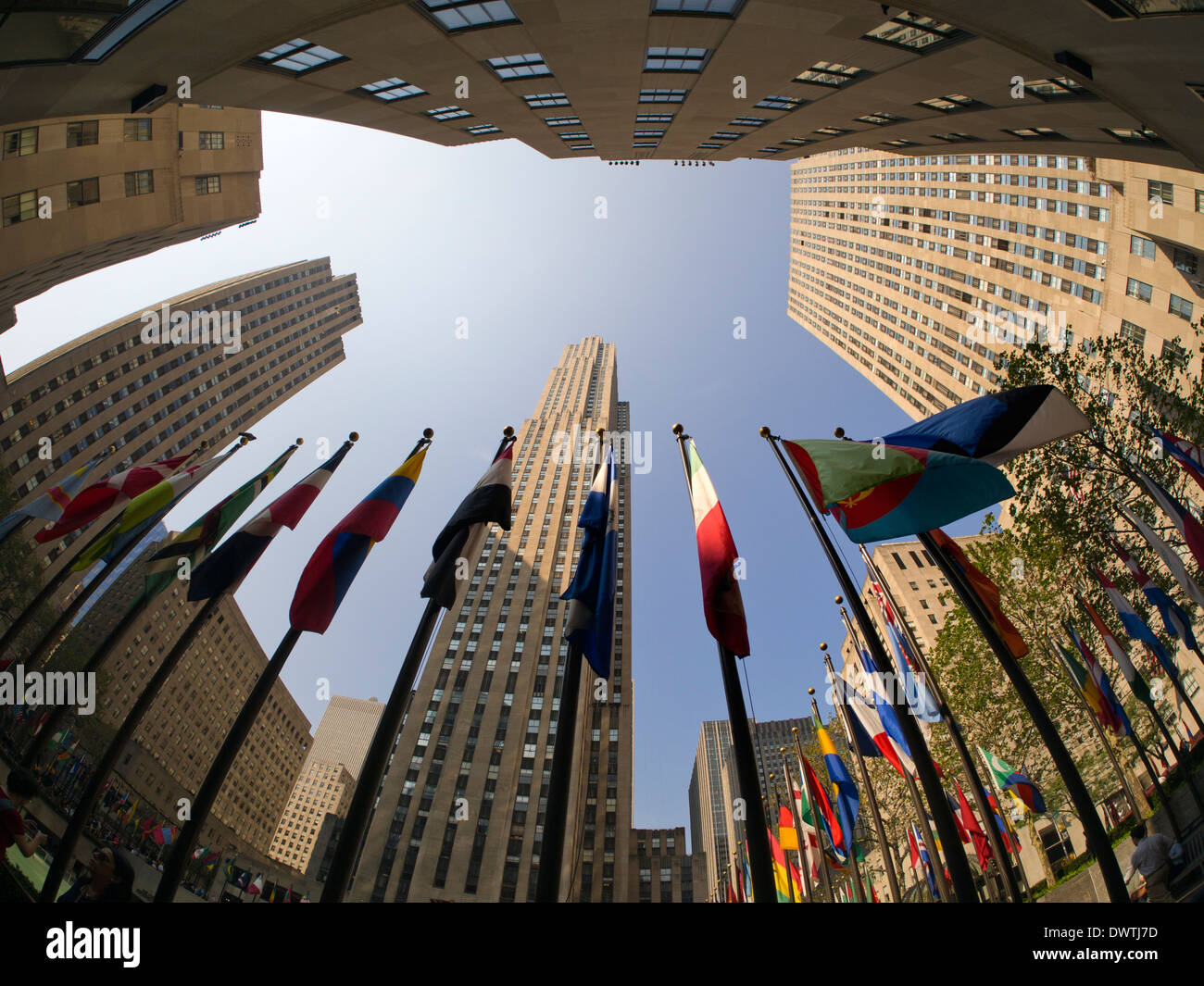 Fisheye Blick auf das Rockefeller Center New York USA 4 Stockfoto