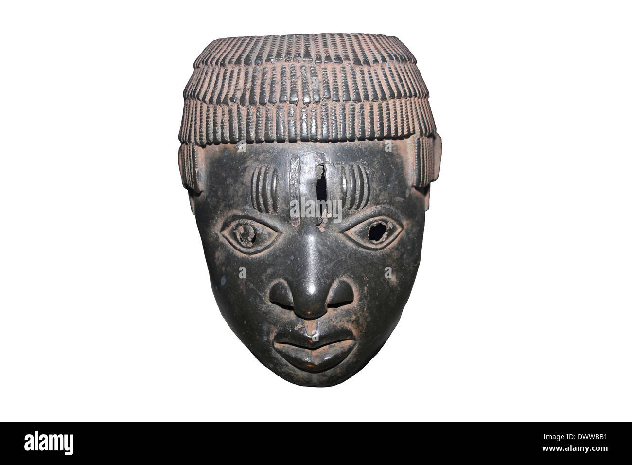 Messing-Kopf aus Benin (oder Edo)-Reich in Westafrika von 1180 bis 1897 Stockfoto