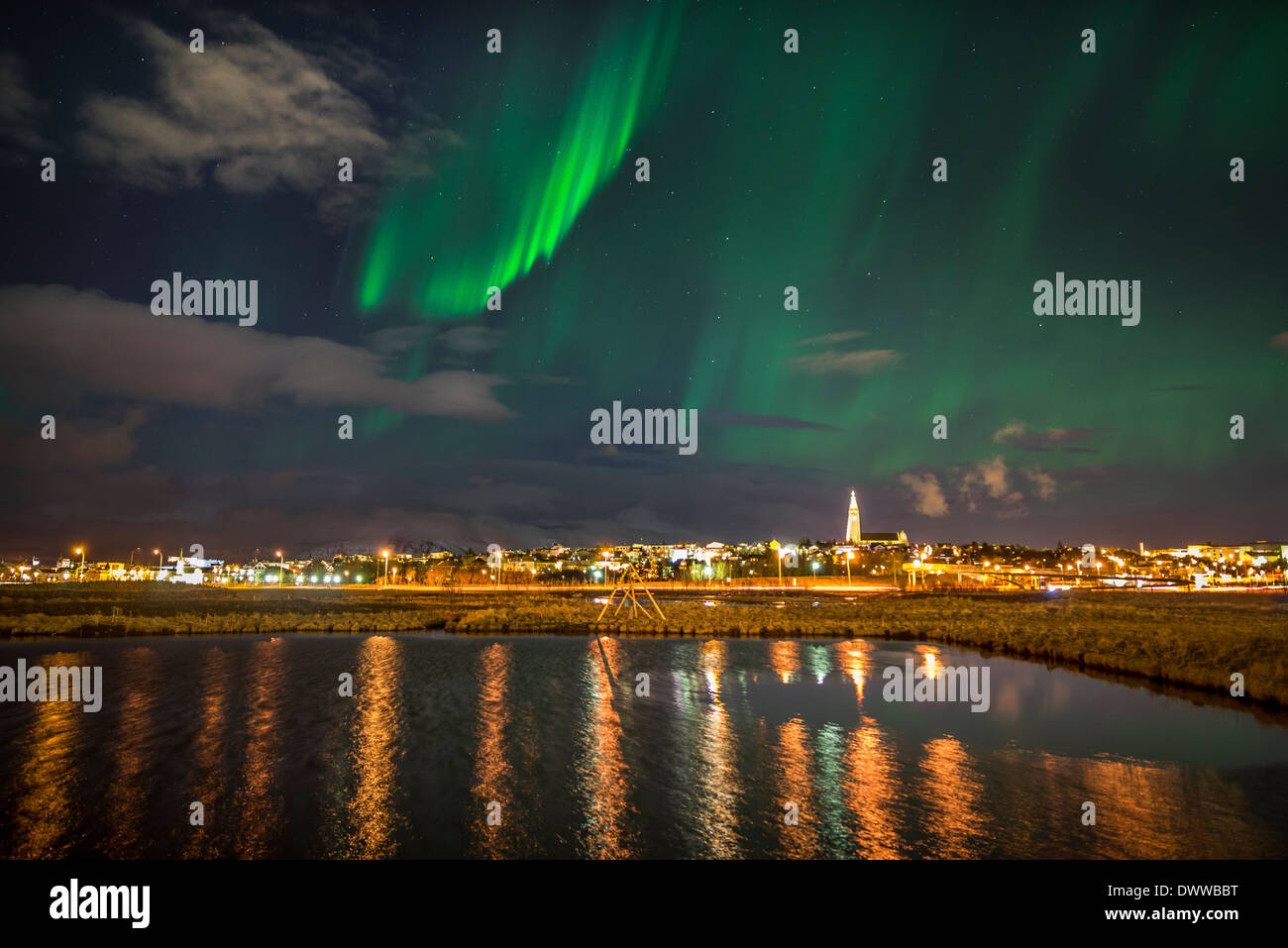 Aurora Borealis oder das Nordlicht, Reykjavik, Island Stockfoto
