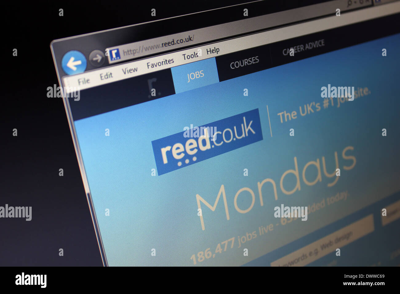 Reed Arbeitsagentur Webseite reed.co.uk Stockfoto