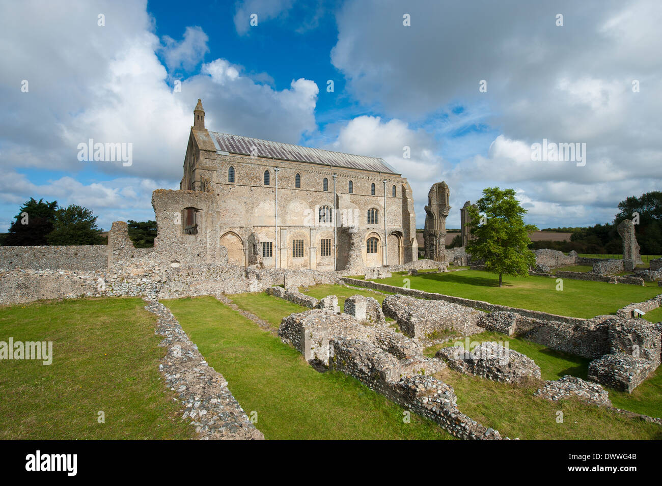 Str. Marys Priory, Binham oder Binham Priory, gegründet im späten 11. Jahrhundert zeigt das Priorat Ruinen Stockfoto