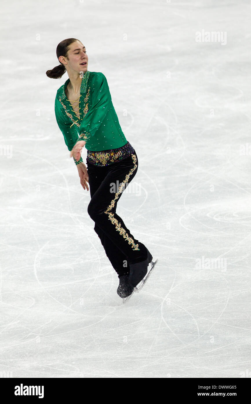 Jason Brown (USA) im Wettbewerb in der Herren Kür Eiskunstlauf bei den Olympischen Winterspiele Sotschi 2014 Stockfoto