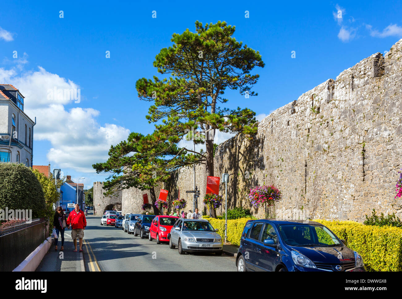 Die Mauern der Altstadt auf St Florenz Parade, Tenby, Pembrokeshire, Wales, UK Stockfoto