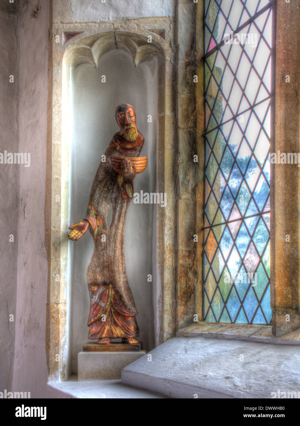 Die elfte Jahrhundert Feuerstein Pfarrkirche St. Andreas in Wissett, Suffolk, England. Stockfoto