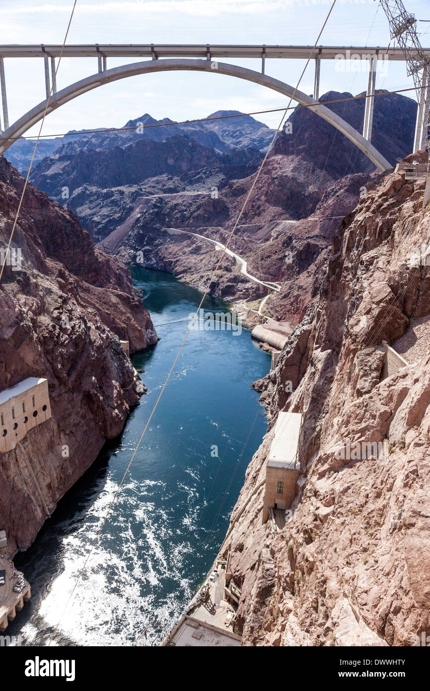 Elektrische Erzeugung von Strom Staudamm am Hoover-Damm in der Nähe von Bolder City; in Nevada; USA; Amerika Stockfoto