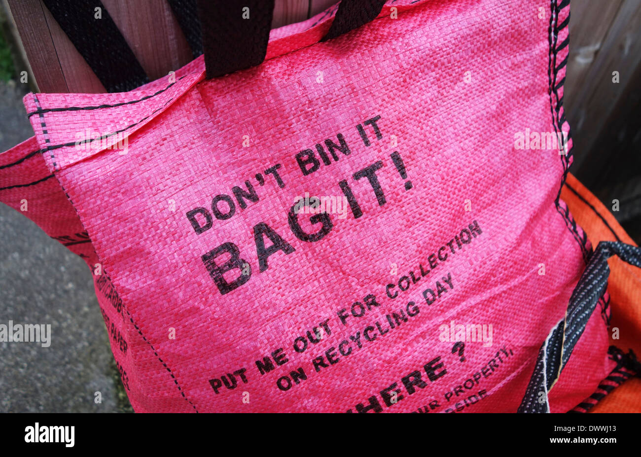 Nahaufnahme einer recycling-Tasche Stockfoto