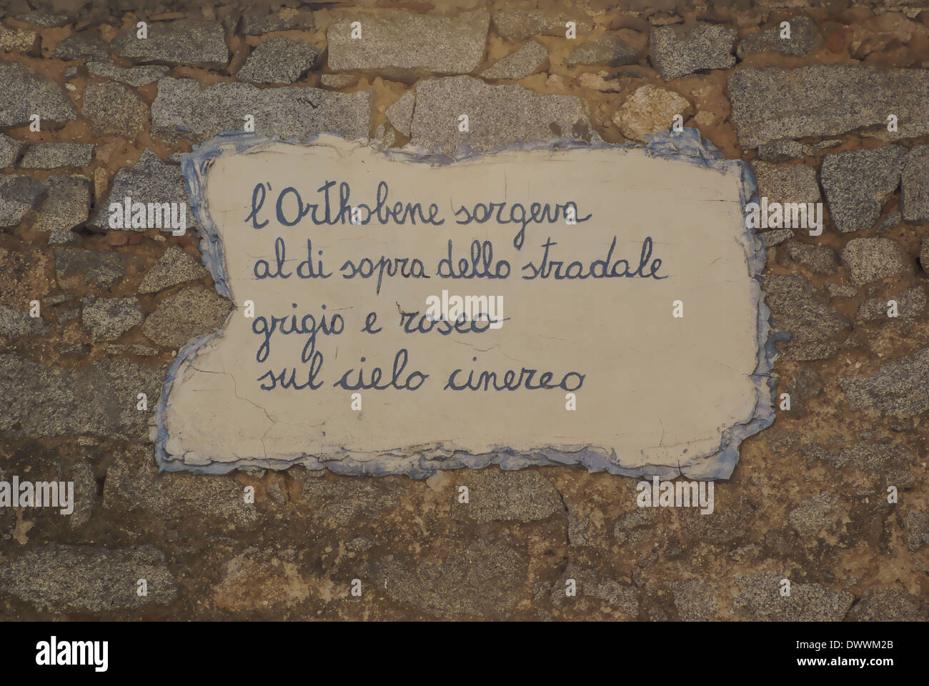 Gedicht von Grazia Deledda Heimatstadt Wandmontage Sardinien Stockfoto