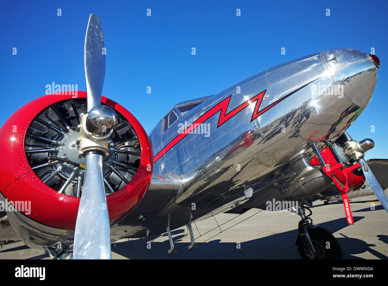 Lockheed 12 Flugzeug, statische Anzeige bei Gatineau Luftfahrtschau in Gatineau, Kanada Stockfoto