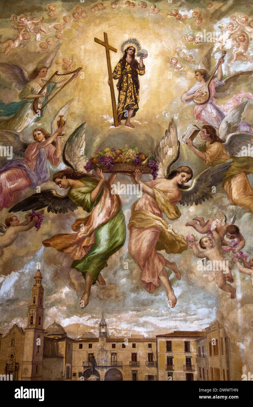 Eine große religiöse Gemälde in der Wallfahrtskirche von St. Mary Madgalene, Novelda an der Costa Blanca in Spanien. Stockfoto