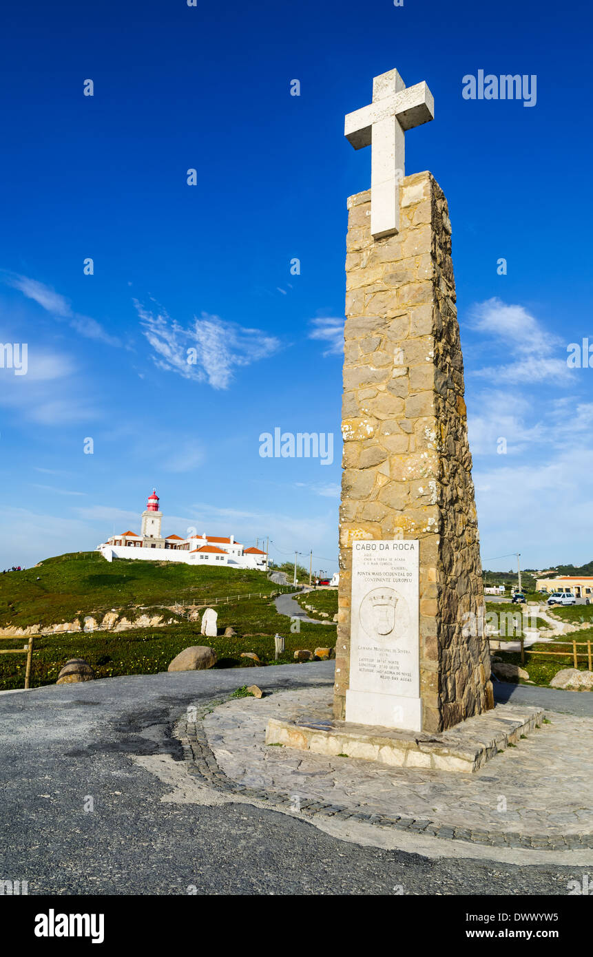 Cabo da Roca, Portugal. Westlichste Punkt von Festland Europa, befindet sich in der Nähe von Lissabon, Ufer des Atlantischen Ozeans Stockfoto