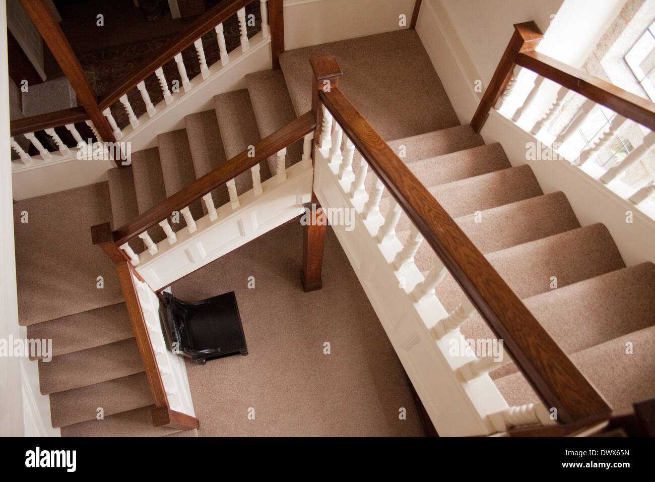 Treppe, Geländer und Balustraden in Kunst und Handwerk Stil aus England Stockfoto