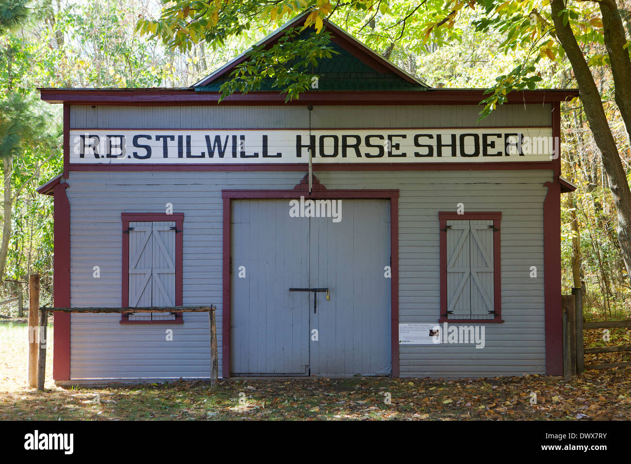 R.b. Stillwill Hufschmied Schmiede in Blandford Nature Center in Grand Rapids, Michigan Stockfoto
