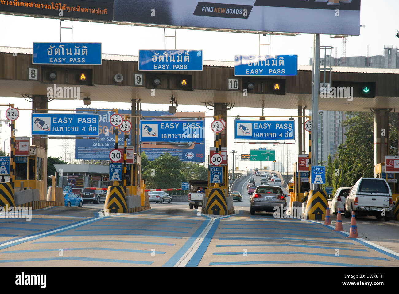 Einfach Pass gebührenfreie Fahrt durch Bereich Autobahn Bangkok Thailand Stockfoto