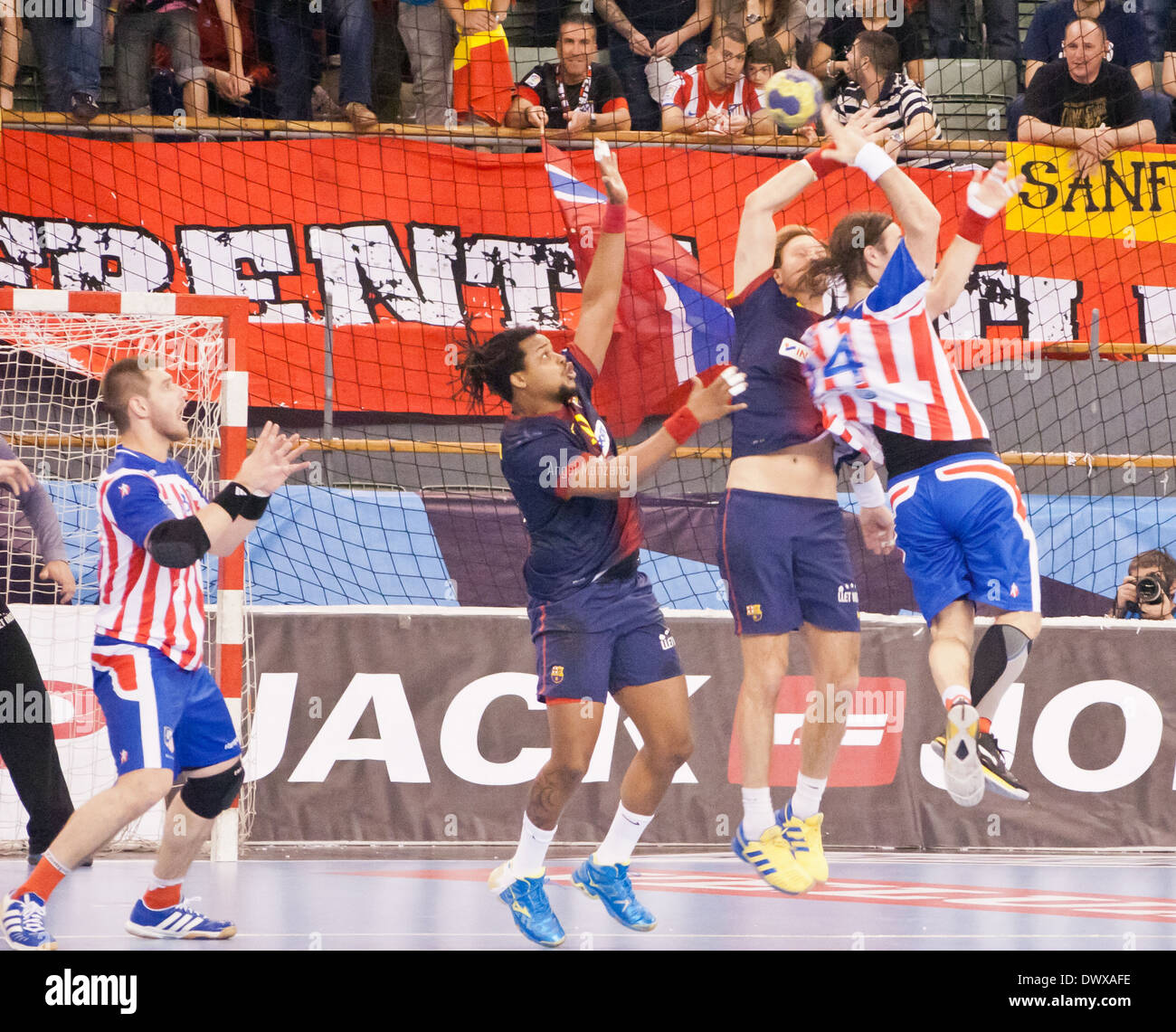 1/4 final EHF cup Atletico Madrid Handball - FC Barcelona, Palacio Vista Alegre, Madrid Stockfoto