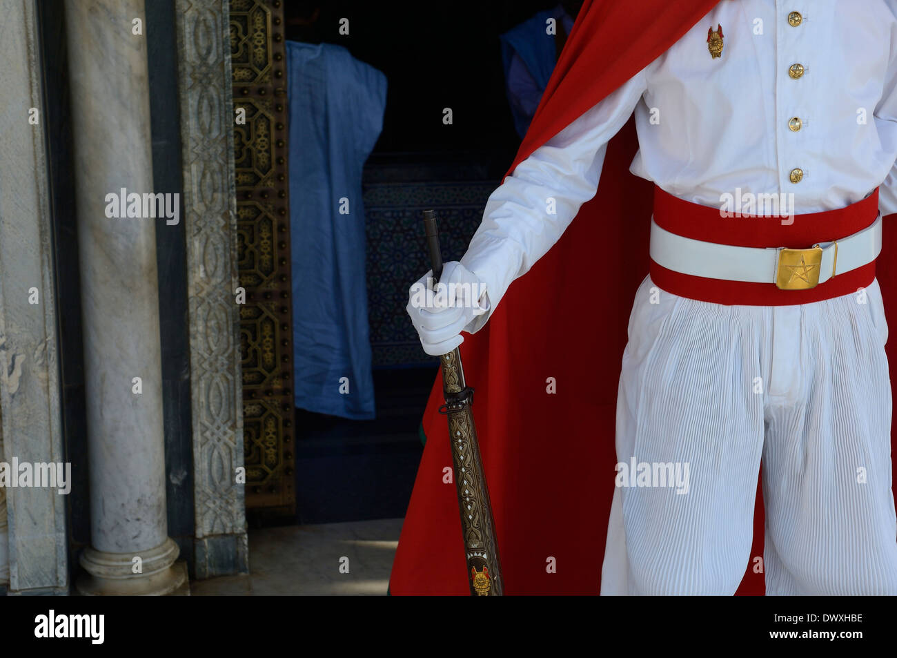 Marokkanischen königlichen Garde König Mohammed V Mausoleum. Rabat. Marokko Stockfoto