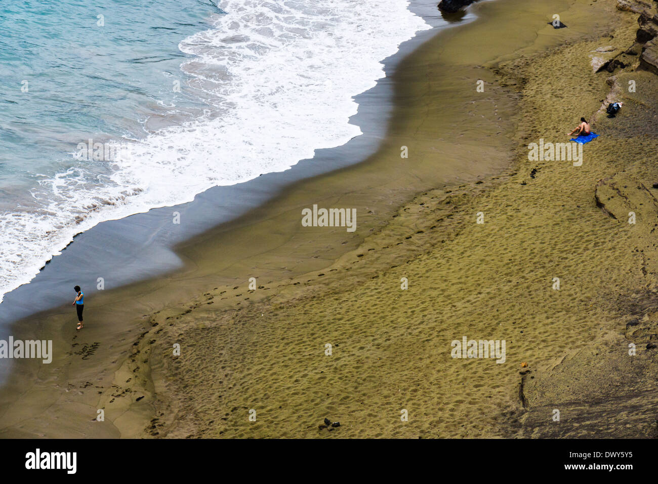 Green Sand Beach (Papakolea). Die Big Island, Hawaii, USA. Stockfoto