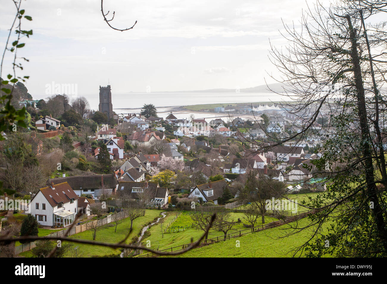 Morgendliche Aussicht über Häuser in Minehead, Somerset, England Stockfoto
