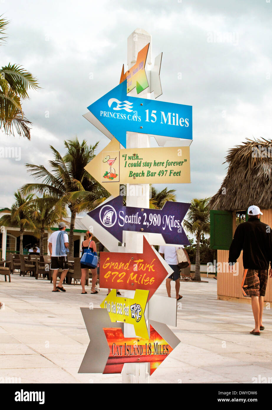 Half Moon Cay Zeichen Bahamas Stockfoto